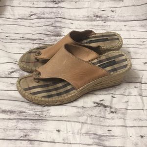 Burberry Wedged Sandals Plaid and Tan